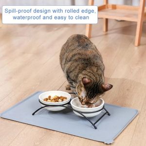 1PCS Waterproof Pet Mat For Dog Cat Solid Color Silicone Pet Food Pad Bowl Drinking Dog Feeding Placemat