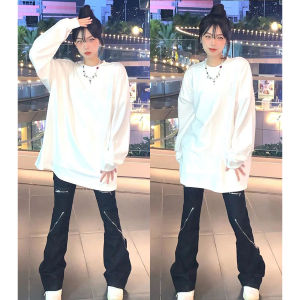 เสื้อยืดคอกลมแขนยาวผ้าฝ้ายสำหรับผู้หญิงในช่วงฤดูใบไม้ร่วงและฤดูหนาว เสื้อชั้นในแบบลำลองสำหรับสวมใส่ในฤดูใบไม้ผลิ