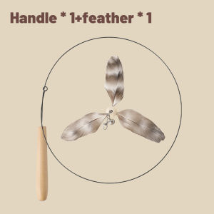 OSTI Self rotating Cat Teaser Stick Long Rod Steel Wire Feather Bite Resistant Cat Self Hi Fun Cat Toy Replaceable