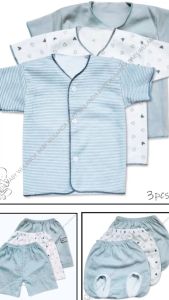 Wulanda stelan anak bayi salur polos dan motif  bahan katun minoru set pilihan atasan atau bawahan