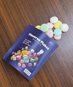 MACARON FLAKES KEMASAN 75 GRAM - BISKUIT SEREAL CEMILAN RENDAH GULA TEPUNG ALMOND 100% HALAL