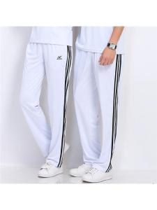 Summer Thin Quick-Drying Dream Team Sports Pants: Spring & Fall Men and Women Same Style Fitness Exercise White Three Bars
