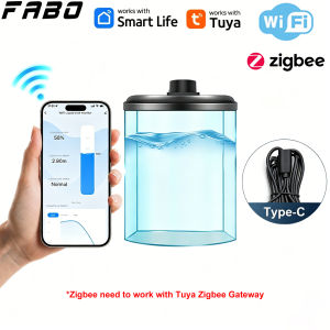 Tuya WiFi or ZIgbee Ultrasonic Water Level Sensor Wireless Gauge Water Tank Level Monitor Waterproof IP65 Water Leak Detector