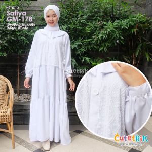 Gamis Putih Brocade Anak Perempuan Babydoll Kimira White Dewasa