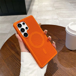 เคสสําหรับ Samsung Galaxy S25 Ultra S24 Ultra S23 FE S 25 24 22 23 Plus Luxury Matte การกระจายความร้อน Hole Cooling Magnetic Wireless Charge PC Hard Cover