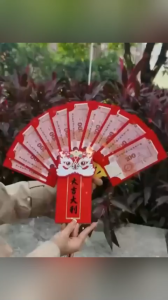 TWOL SHOP 1pcs Creative Fan-shaped Red Envelope 6/8/10 Card Slots Chinese New Year Packet Envelopes