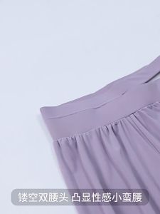 FitYoga High-waisted hollow double-waisted mouth sweatpants female thin yoga trousers loose drawstring running fitness breathable quick dry trousers