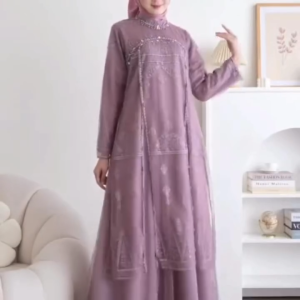 Gamis Dewasa Terbaru Aruna Dres BL Tille Puring Mix Brukat Aplikasi Payet Mutiara M L XL XXL 3XL Baju Muslimah Wanita Kekinian Dress Kondangan Jumbo Elegan Viral