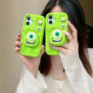 💯【Phone Case】+FREE Shipping 💯Funny 3D Cartoon Monsters Cover Soft Silicone Case For iPhone 16 15 14 13 12 Pro Max With Stand Holder