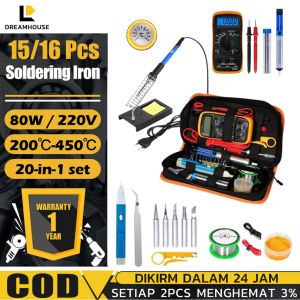 Solder Iron Adjustable Temperature 80W with 5 Tips Solder Set Lengkap Tinggal Pakai Harga Ekonomis Berkualitas Tinggi dan Sangat mudah Di gunakan