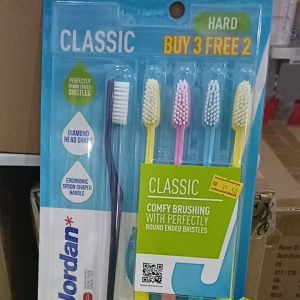 JORDAN ADULT TOOTHBRUSH CLASSIC 3+2 PCS HARD TYPE MULTICOLOUR