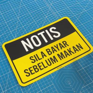 Please Pay Before Eating. Sila Bayar Sebelum Makan. 请先付款后用餐. Sticker Sign Signage Notice. Restaurant Cafe Eat Payment.