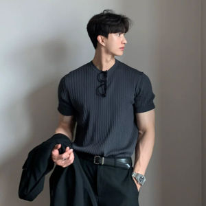 YOULIN | Heavyweight Small Collar Pure Color T-Shirt