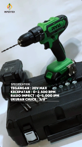 RYU Mesin Bor RCI20V-1 Cordless Drill Impact Beton Baterai RCD 20V-1