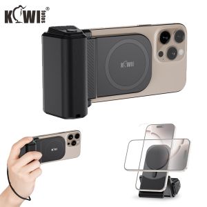 KIWIFOTOS Magnetic Phone Holder Camera Grip With Detachable Wireless Remote Control+LED Light+Extendable Tripod Kit For iPhone 16 15 14 13 12 Series with MagSafe Function and More Android Smartphones