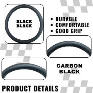 OCAS UNIVERSAL CAR STEERING WHEEL COVER CARBON BLACK (LARGE)