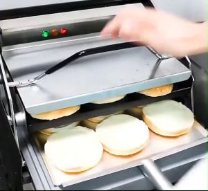 เครื่องปิ้งแฮมเบอร์เกอร์ไฟฟ้า เครื่องทำเบอร์เกอร์ไฟฟ้าเชิงพาณิชย์ให้ความร้อนขนมปังเครื่องปิ้งขนมปัง
