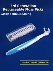 Replaceable Extra Fine Floss Pick Long Handle