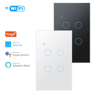 Tuya US Công Tắc Thông Minh Công Tắc Cảm Ứng Thông Minh Gia Đình Thông Minh Thông Dụng Điều Khiển Bằng Wifi Hỗ Trợ Ứng Dụng/Cảm Ứng/Giọng Nói Công Tắc Đèn Tường 100V-250V 10A 1/2/3/4 Gang 1012