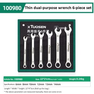 Ultra-thin Open End Wrench Set 6-27mm Plum Wrenches Combination Wrench Kit 6/8/10/12/15Pcs Universal Dual Heads Plum Spanner Set