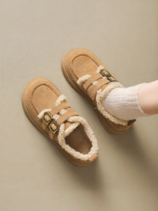 Josiny | Warm Thick Heel Womens Loafers Winter Small Size