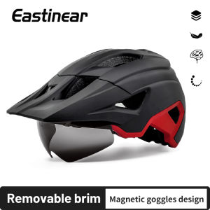 Eastinear Bicycle Helmet Magnetic Solar Goggles Rechargeable LED Tail Light Sun Visor Mens MTB Off-Road Bicycle Helmet