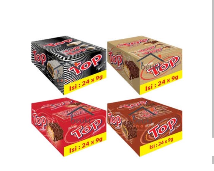 Delfi Top Wafer Harga Per Box Isi 24 Pcs Cemilan Cokelat Snack