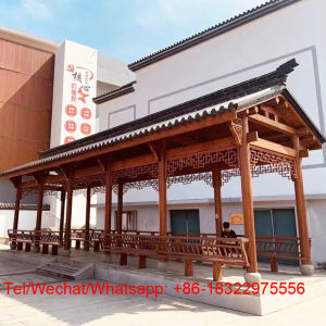 Outdoor leisure wooden corridor Outdoor wood Gazebo leisure wooden pavilionwooden Gazebo widely used in villa courtyard customized terrace landscapeschool wooden corridorChinese traditional timber frame pavilion