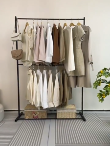 ราวตากผ้า ราว 2ชั้น ราวแขวนผ้า ราวตากผ้าเหล็ก แข็งแรง ทนทาน มี 6ขนาด แขวนเสื้อได้ 50-100ตัว