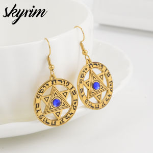 ต่างหูสวยงาม SKYRIM ผู้หญิงพร้อมต่างหูจี้ดาวห้าแฉกกลวงเครื่องประดับที่มีเสน่ห์
