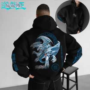 Bandai | 25Bandai Authorized Yu Gi Oh Blue Eyed White Dragon Printed Mens Autumn and Winter Thick and Wide Y2K Halloween COS Wide Hoodie