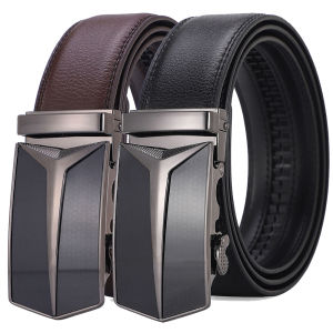 3.5cm High End Handsome Metal Alloy Automatic Buckle Belt Mens Genuine Leather Waistband Fashion Business Black Brown Belts