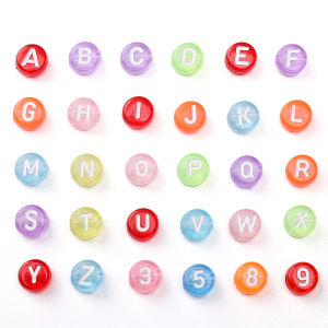 100pcs 4x7mm Acrylic Letter Beads Mixed Color Flat Alphabet Loose Beads For Handmade Bracelet Necklace Earring Keychain DIY Jewelry Making Accessories