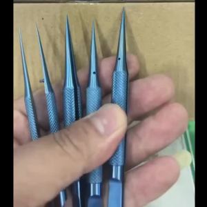 JUSTINLAU 1PC Titanium Alloy Phone Motherboard Repair Fingerprint Flywire Tweezers Ultra Sharp 0.15mm Straight Sharp Bend