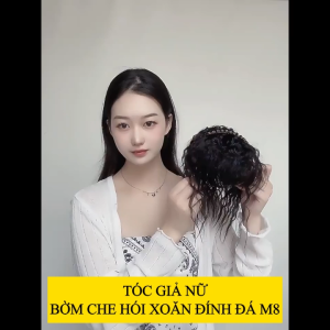 🧡 Bờm Tóc Giả Che Hói Xoăn Đính Đá MA08 – Phụ Kiện Tóc Giả Nữ Trung Niên Băng Đô Thời Trang Che Trán Hói Tự Nhiên