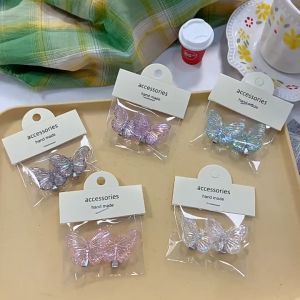 1 Set 2 Pcs Jepit Rambut Wanita Motif Kupu-Kupu Warna Warni Bahan Metal