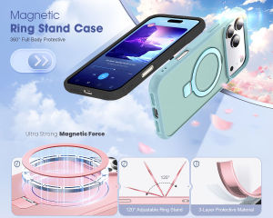 [Compatible with Magsafe] with Invisible O-Ring Stand Translucent Frosted Hard Back Shockproof Phone Case for iPhone 17 Pro Max CaseiPhone Air Case17 16 Pro Max15 Plus13 Pro1211