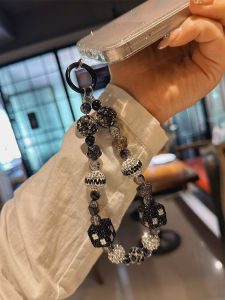 Classy Private Lanyard Beaded Instagram Mesh Red Crystal Gem Pearl Crystal Diamond Accessible Luxury Sweet Cool Girl Heart Handmade Beaded Phone Chain Lanyard Fancy