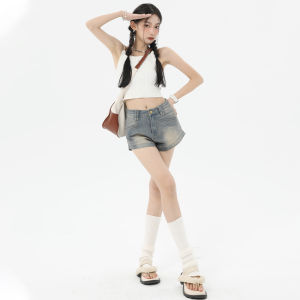 High Waist A-Line Short Jeans Womens Thin Elastic Streetwear Hot Pants Summer Fashion plus Size Cotton Polyester Spandex Blend