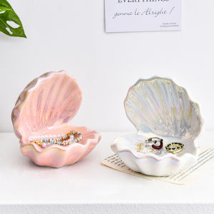 Simple Ceramic Shell Jewelry Storage Tray Storage Box Desktop Room Decoration Tray Jewelry Ornament