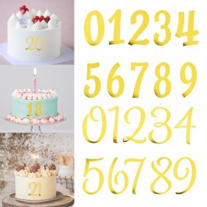 Happy Birthday 0-9 Number Acrylic Cake Topper Digital Cupcake Toppers Flag Birthday Party Wedding Anniversary Cake Decorations