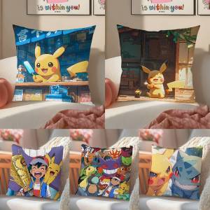 Bandai | Pokemon Reshiram Anime Plush Pillow Cover Soft Short Plush Cushion Cover For Sofa Bedroom Home Decor Gift Decoration