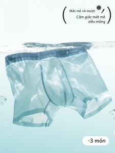 Đá Siêu Mỏng Lụa Nam Quần Đùi Boxer 5A Kháng Khuẩn Cấp Cảm Giác Mát Mẻ Bề Mặt Mờ Ba Gói HLA Quần Lót Thời Trang Gia Đình