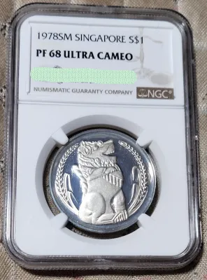 1978 $1 Merlion Silver Proof coin NGC graded PF68