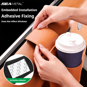 SEAMETAL | SEAMETAL Car Door Cup Holder Hanging PU Water Bottle Storage Pocket Organizer Adhesive Mount Window Friendly Drink Holder