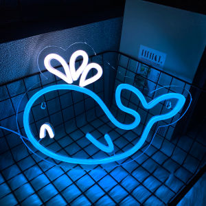 Cute Whale Led Neon Sign Used For Wall Decor Room Bar Office Game Room Wall Lights Birthday Party Gifts For Boys And Girls