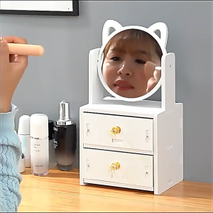 ชั้นเก็บอุปกรณ์แต่งหน้า กล่องใส่เครื่องสำอาง กระจกแต่งหน้า กล่องใส่ของ กล่องใส่เครื่องสำอางค์ กล่องเก็บของ