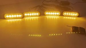 24LED Wireless Car Grille Strobe Emergency Signal Flash Warning Lights Yellow White Red Blue 12-24V Truck Modification Parts