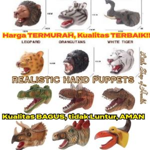 FENAFE【♥️BEST♥️】Dinosaurus Head Hand Puppet Toy Soft Rubber T-rex /Tricera / Taurus Dinosaur Hand Puppet Model Toy Pretend Play Glove Present Cosplay Game For Children