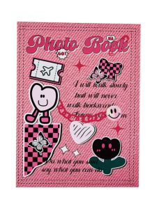 Pink 4 Grid 3 Inch Instant Camera Photo Album Loose Leaf Storage Book 20 Pages Cute Album High Aesthetic Value Card Album